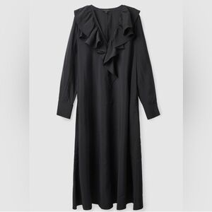 COS Ruffled Black Maxi Dress vneck, size 6